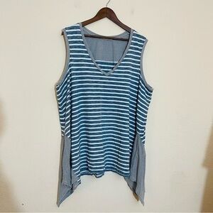 Jane and Delancey Sleeveless Striped Top Blouse Women Size 3X Blue/White